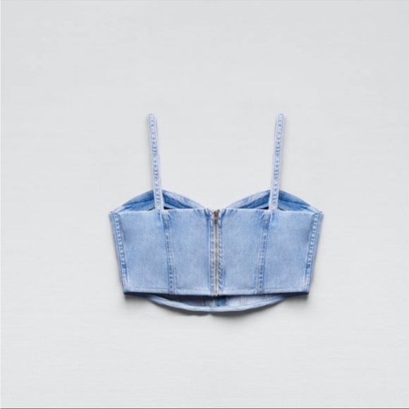 ZARA NWT DENIM CORSET TOP 🔥 - Picture 6 of 9